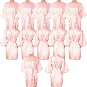 [OJMHD] 12 Pcs Short Satin Robes for Women, Silky Kimono Bathrobe Bulk for Bridesmaid, Lightweight Sleepwear for Adult Ladies Party Wedding Birthday Spa