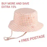 Millymook Reversible – Fifi Peach Bucket Hat 5+ years + FREE Postage
