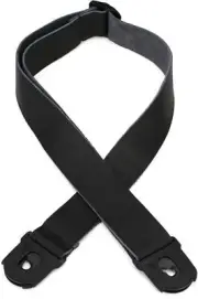 D'Addario Planet Lock Leather Guitar Strap - Black (2-pack) Bundle
