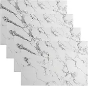 Plastic Placemats,4Pcs Placemats, 18x12 Non-Slip Heat-Insualted PVC Table Mat, Dustproof Marble Place Mats, Washable Reusable Decorative Table Mat for Home Kitchen