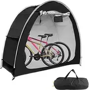 Outdoor Bike Covers Storage Tent, 210D Oxford Foldable Waterproof Bicycle Shed for Bikes, Garden Tools, Lawn Mover (Black/2 Bike)