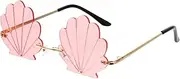 [TOPPERFUN] 1Pc shell sunglasses beach party eyewear funny children party glasses candy color eyewear cloud glasses pink glasses decor street photography banquet Metal clothing items