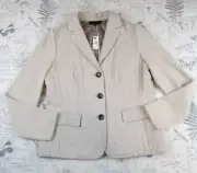 NEW $159 Talbots Wool Bld woven Quilted Blazer knit slv Jacket Oatmeal Size 10