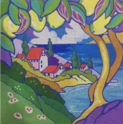 Needlepoint Handpainted Brenda Stofft By the Sea 10x10