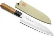 Yoshihiro VG10 46 Layers Hammered Damascus Santoku Japanese Multipurpose Chef Knife (Ambrosia Handle)