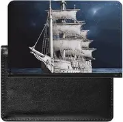 [HEBVNJF] Passport Holder Travel Accessories Walking Elephants Mother Waterproof Passport Travel Wallet with Card Slots for Women Men, Vintage Nautical White Ship, One size