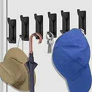 6Pcs Heavy Duty Self Adhesive Hooks, 304 Stainless Steel Extra Sticky Wall Hooks, Waterproof Black Wall Mounted Hanger Rustproof Towel Hangers Adhesive Metal Double Hooks for Home (Black)