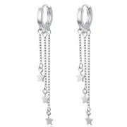 2PCS Copper Women's Fashion Jewelry Simple Retro Stars Long Tassel Earrings
