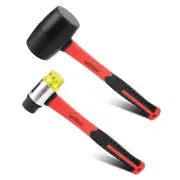 2-Piece Hammer Set - 16 oz Rubber Mallet Hammer and 35 mm Double-Faced Soft H...