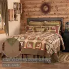 Tea Cabin Patchwork King Quilt. VHC Brands. Green, Tan, Red