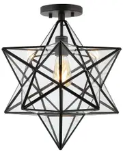 JONATHAN Y Ava 14in Farmhouse Bohemian Iron/Glass LED Semi Flush Mount