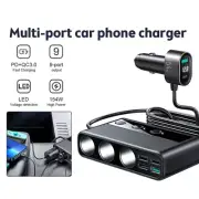 3 Way Car Cigarette Lighter Socket Splitter LED Dual USB Charger Power Adapter
