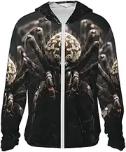 [LHBWCVN] UPF 50+ Light Jacket Full Zip Sun Protection Hoodie for Women Men Long Sleeve Scary Spider Sun Shirts