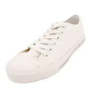 Fashion Fefoe Sneakers Youth Unisex Size 10 38 EU White Canvas Slip On Shoe NEW