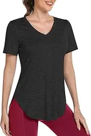 [Alovien] Short Sleeve Workout Shirts Women Loose Fit, V-Neck Women Exercise T-Shirt Workout Top, Dry Fit Yoga Gym Sport Tops