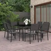 9 Piece Outdoor Dining Set Steel Patio Bar Sets