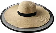 [TOMYEUS] Sun Hats Summer Big Brim Sun Hat UV Protection Beach Vacation Ladies Sunshade Straw Hat Beach Cap (Color : 03)