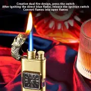 Dual Flame Jet Torch Lighter Windproof Retro WatchBezel Torch Lighter Refillable
