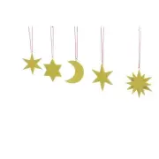 Tree Trunk Sun Moon & Stars Yellow Hxw 5x5cm New Christmas Tree Ornament