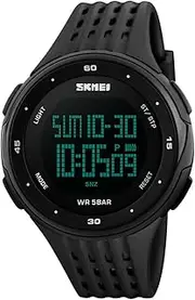 [SKMEI] Digital Watch Men, Mens Ultra-Thin Digital Sports Watch LED Screen Military Waterproof Wrist Watches for Men Casual Stopwatch Alarm Countdown Army Watch