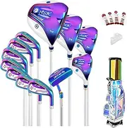 Ladies Golf Clubs Set with Bag, 12 Pieces Professional Women Complete Golf Clubs Set, Beginner's Full Set, Right Hand, Pullet Putter, Head Covers Inculded