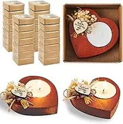 Otuuz 24 Pcs Bridal Shower Favors Candles Rustic Wedding for Guests Party Souvenirs Wooden Centerpiece Tables Thanksgiving (Deep Wood Color)
