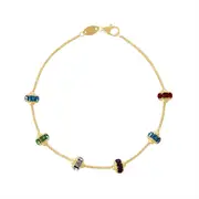 9kt Yellow Gold Silver Infused Crystal Lucky Rings Bracelet