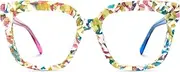 [Zeelool] Glasses Frame for Women, Square Fashion Eyeglasses Eyewear Frame with Non-prescription Clear Lens & Spring Hinges