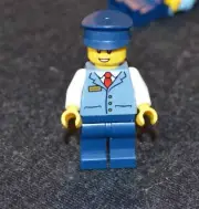 BUS Driver in Blue Vest & White Shirt ~ NEW City Lego Minifigure ~