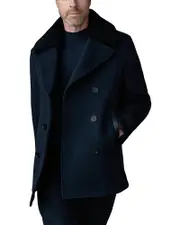 Mackage Wool Shearling Collar Peacoat