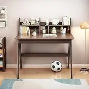 BALANBO Kid's Desk Kid's Table with Drawers and Bookshelf Wooden Kid's Media Desk Student Learning Computer Workstation and Writing Desk （Walnut）…