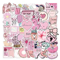 在飛比找蝦皮購物優惠-💕小魚💕韓版粉色少女系列貼紙 可愛ins風手賬貼紙 筆電DI