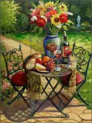 Wine Tile Mural Joanne Morris Margosian Garden Art Ceramic Backsplash JM074