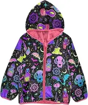 [GuoChe] Funny Bright Witchy Elements Happy Halloween Black Big Girls Jackets With Sherpa Lining Toddler Outerwear pink Baby