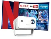 [Auto Focus & Netflix Licensed] Smart Projector with Wifi and Bluetooth, White