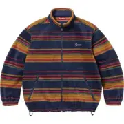Supreme FW24 Stripe Zip Up Fleece Jacket Navy Multicolor Size XXL New IN HAND