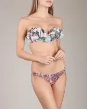 Zimmermann Lacquer Frill Bandeau Bikini Set Floral strapless o Straps 2pc ruffle