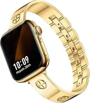 Luxury Apple Watch Stainless Steel Smartwatch Band, Easy Adjustable Strap with Cross Pattern & Removable Links – Compatible with Apple Watch – Premium Metal Wristband for Women – Durable, Stylish & Comfortable Fit