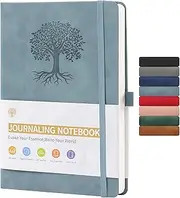 A5 Lined Journal Notebook, 192 pages Leather Hardcover Notebook for Personal Writing, Study, Office, Travel Records(Lake Blue)