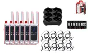 Motorola T478 Red Cross Two Way Radio 6-PK Walkie Talkies Dual Charger Earpieces