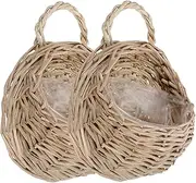 NOLITOY Hanging Woven Storage Basket Set Wall Hanging Basket Handle Decorative Organizer for Kitchen Garden Decor