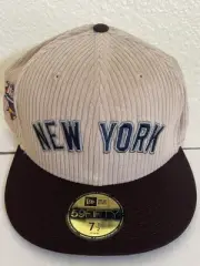 New York Yankees-New Era Hat Club Fitted Hat-Size 7 1/2 -Tan & Brown Corduroy