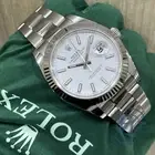 Rolex Datejust 41 White Index Fluted Bezel Oyster 126334 Complete Unworn