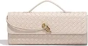 [JYG] Woven Handbag for Women Fashion Evening Shoulder Bag PU Leather Handmade Clutch Purse Casual Crossbody Bags 2024