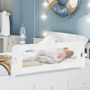 CostwayToddler Bed Rail Cot Guard with Safety Strap-White