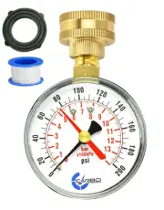 2-1/2" Pressure Gauge,Water Pressure Test Gauge, 3/4" Female Hose Thread, 0-200