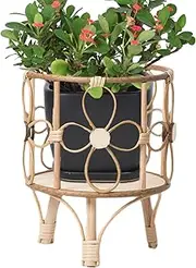 Wooden Stand - Boho Style Flower Shelf With Hole Pattern And Decorative Stand | Multifunction Supplement Storage With Hole Pattern Decoration For Succulent Plants