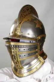 Medieval Etched Burgonet Helmet Knight Helmet 16 Gauges Steel