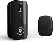 Doorbell Ring Door Camera with Motion Detection WiFi Wirel Video Bell Camera Rechargeable Video com Doorbell with HD Night Viewing Two-Way o for Villa Home Office Apartment Door Use Black One Size