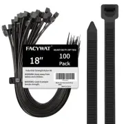 Black Zip Ties Heavy Duty Outdoor (100 Pack), Self-Locking Zip Ties Long 18 I...